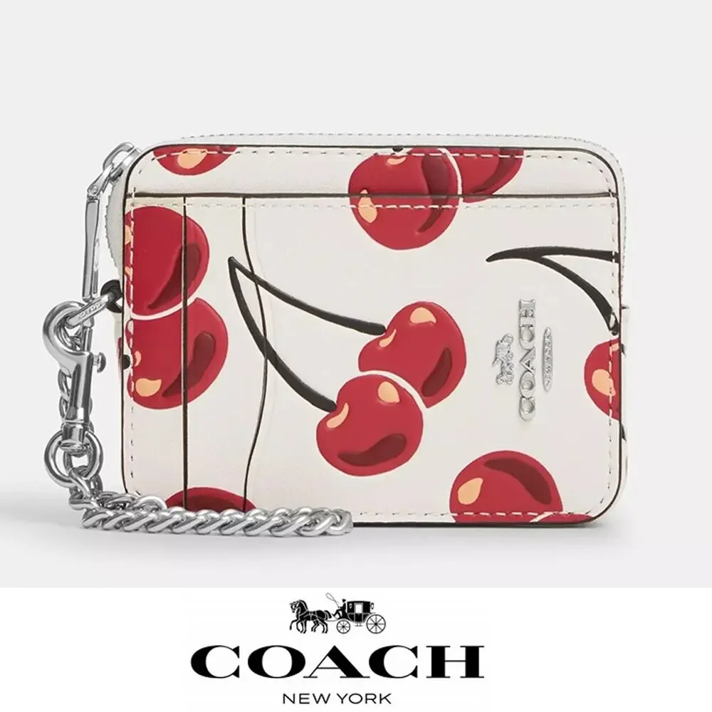 🍒 Coach Zip Card Case With Cherry Print